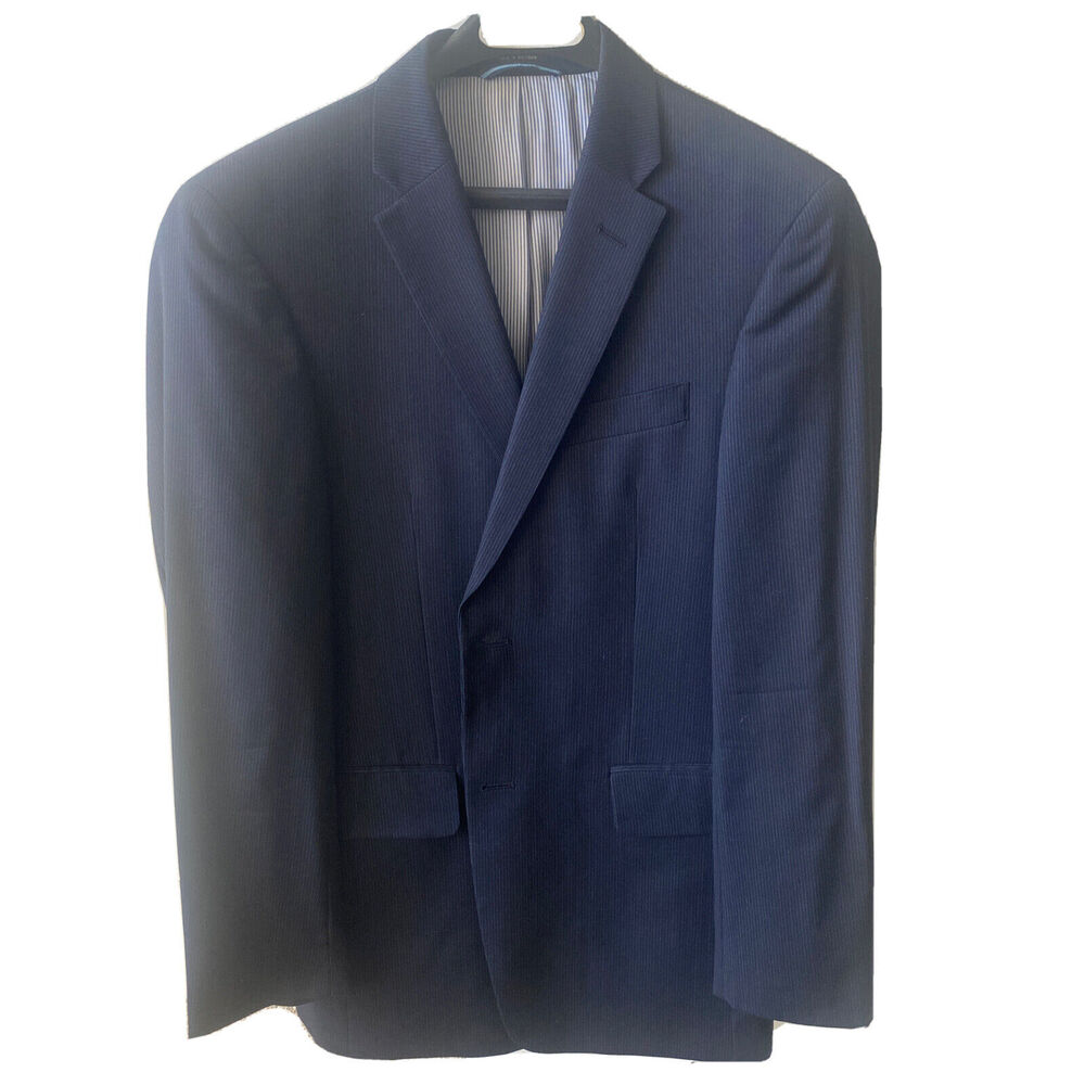 Tommy Hilfiger Mens Suit Jacket Navy Pinstripe 100% Wool Size 38R